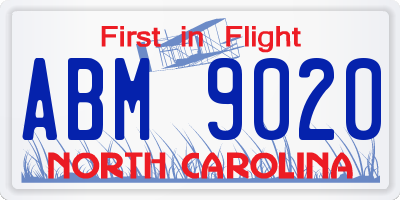 NC license plate ABM9020