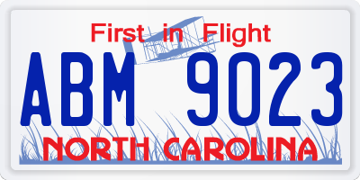 NC license plate ABM9023