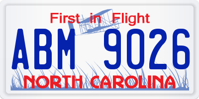 NC license plate ABM9026