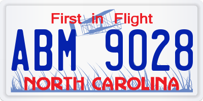 NC license plate ABM9028