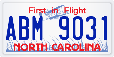 NC license plate ABM9031