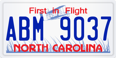 NC license plate ABM9037