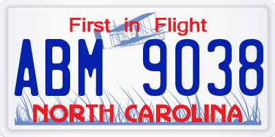 NC license plate ABM9038