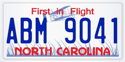 NC license plate ABM9041