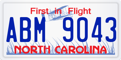 NC license plate ABM9043