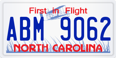 NC license plate ABM9062