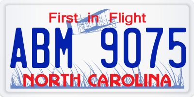 NC license plate ABM9075