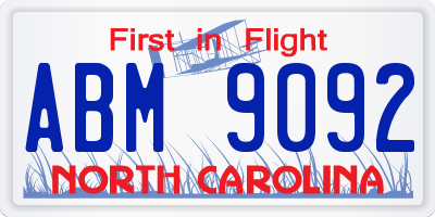NC license plate ABM9092