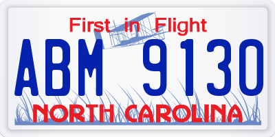 NC license plate ABM9130
