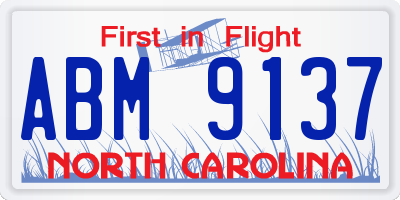 NC license plate ABM9137