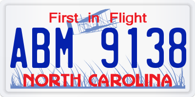 NC license plate ABM9138
