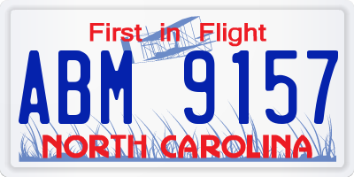 NC license plate ABM9157