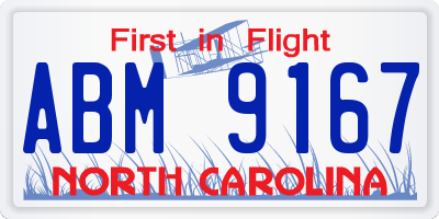 NC license plate ABM9167