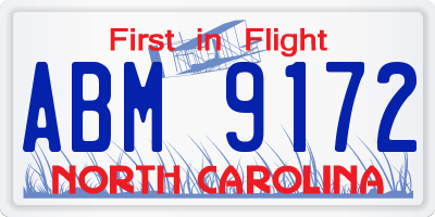 NC license plate ABM9172