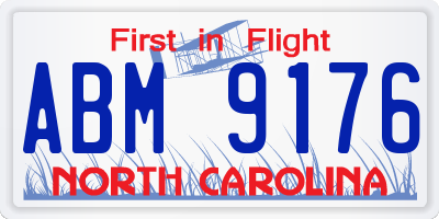 NC license plate ABM9176