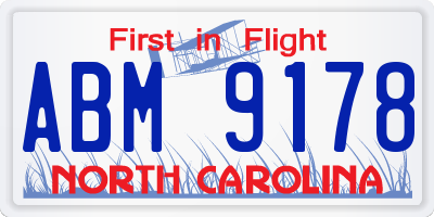 NC license plate ABM9178