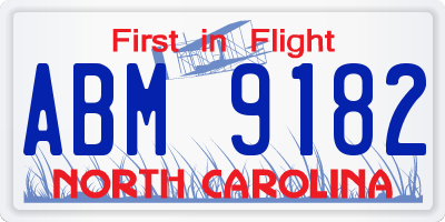 NC license plate ABM9182