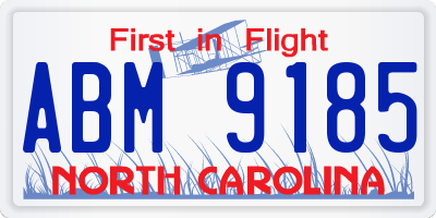 NC license plate ABM9185