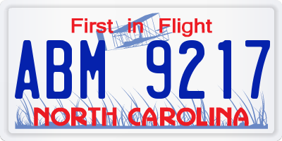 NC license plate ABM9217
