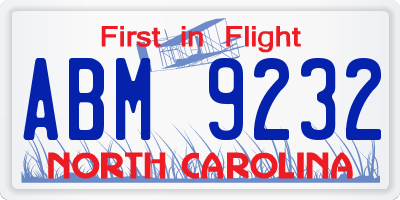 NC license plate ABM9232