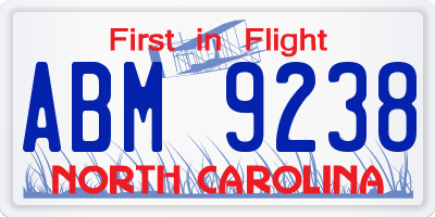 NC license plate ABM9238