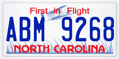 NC license plate ABM9268