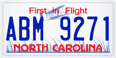 NC license plate ABM9271