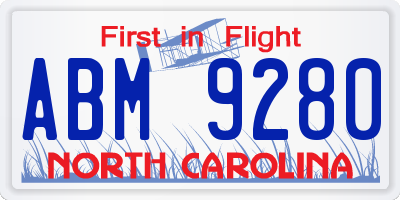 NC license plate ABM9280