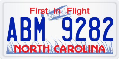 NC license plate ABM9282
