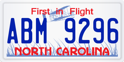 NC license plate ABM9296