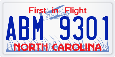 NC license plate ABM9301