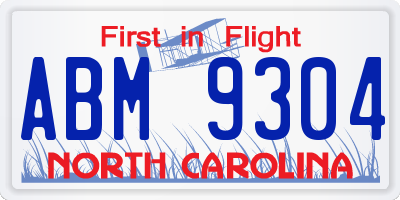 NC license plate ABM9304