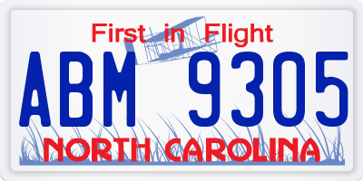NC license plate ABM9305