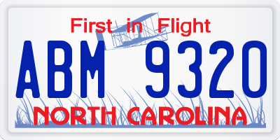NC license plate ABM9320