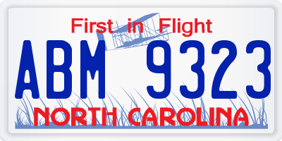 NC license plate ABM9323