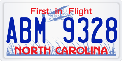 NC license plate ABM9328