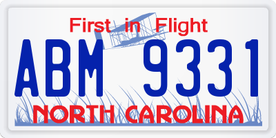 NC license plate ABM9331