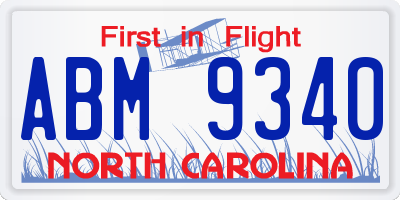 NC license plate ABM9340