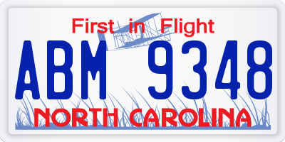 NC license plate ABM9348