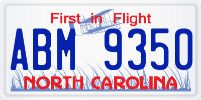 NC license plate ABM9350