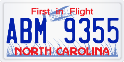 NC license plate ABM9355