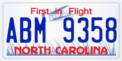 NC license plate ABM9358