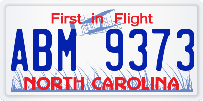 NC license plate ABM9373