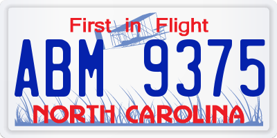 NC license plate ABM9375