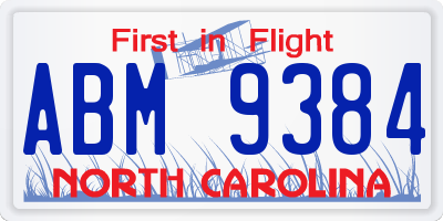 NC license plate ABM9384