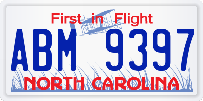 NC license plate ABM9397