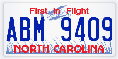 NC license plate ABM9409