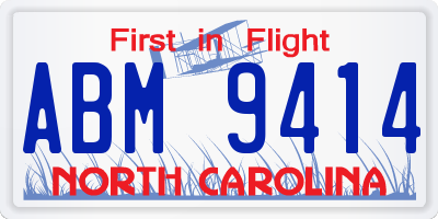 NC license plate ABM9414
