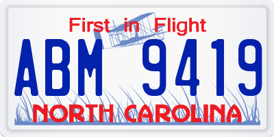 NC license plate ABM9419
