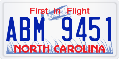 NC license plate ABM9451